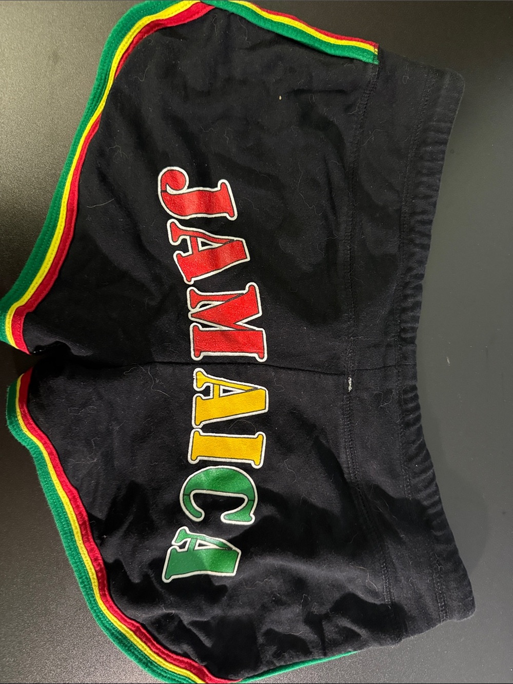 Booty Shorts !! with Red, Yellow & Green Trim - Jamaica Graphic size L